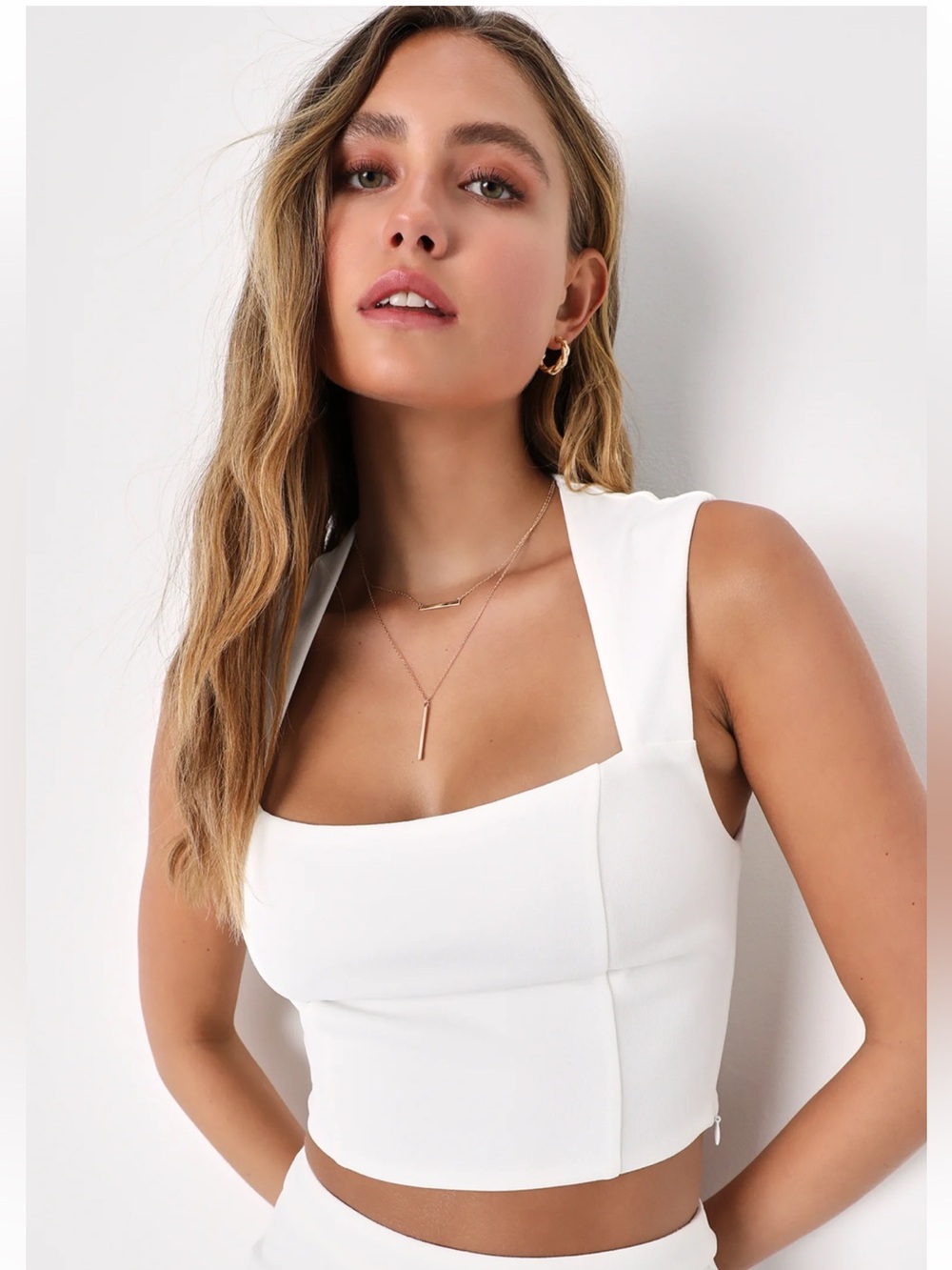 Lulus Top XS Square Neck White